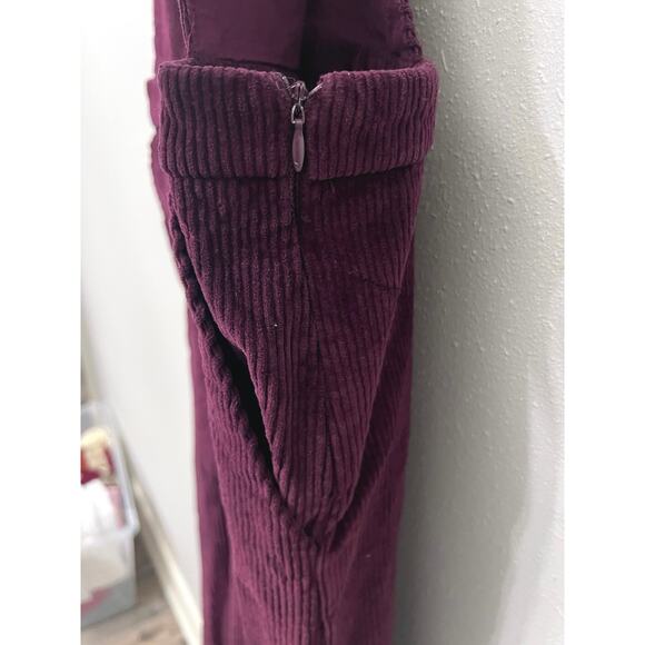 Corduroy Wide Leg Overalls Burgundy Maroon Sz S Xhilaration Streetwear Y2K 90s - Picture 6 of 7